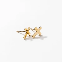 Cross Stud Earrings in 10K Yellow Gold