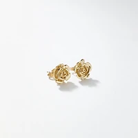 Rose Stud Earrings in 10K Yellow Gold