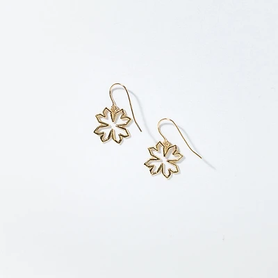 Open Leaf Drop Earrings In 10K Yellow Gold