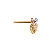 Tri-Coloured Love Knot Stud Earring in 10K Gold