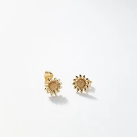 Sunflower Stud Earrings in 10K Yellow Gold