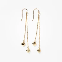 Puff Heart Drop Earrings in 10K Yellow Gold