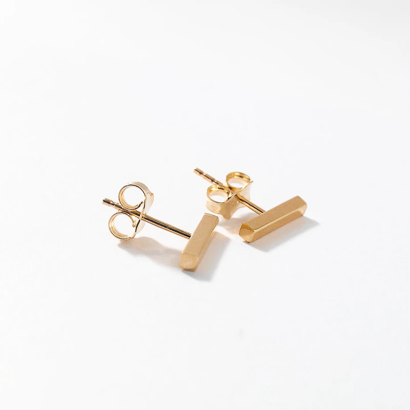 Bar Stud Earrings in 10K Yellow Gold