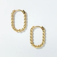 Rectangle Twist Hoop Earrings in 10K Yellow Gold