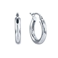 3x10mm Polished Tube Hoop Earrings in 10K White Gold