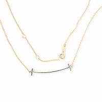 Curved T-Bar Pendant Necklace in 10K Yellow and White Gold