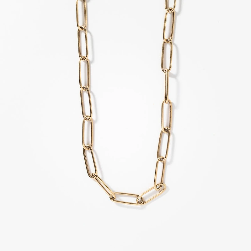 10K Yellow Gold Paper Clip Chain (18”)