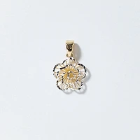 Rose Pendant in 10K Yellow and White Gold