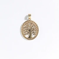 Tree Of Life Charm In 10K Yellow and White Gold