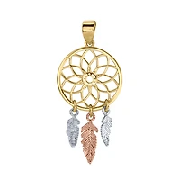 Dreamcatcher Pendant in 10K Rose White and Yellow Gold