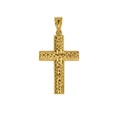Diamond Cut Cross Pendant in 10K Yellow Gold