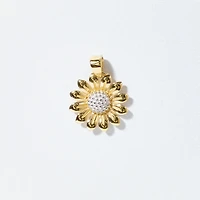Sunflower Pendant in 10K Yellow and White Gold