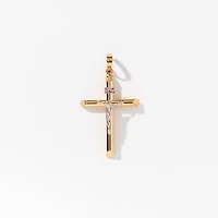 Crucifix Cross Pendant in 14K Yellow and White Gold