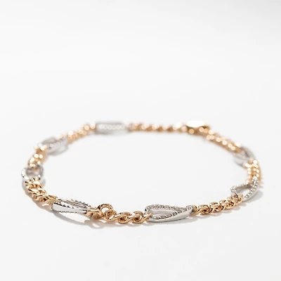 Diamond Link Bracelet in 10K Yellow and White Gold (0.50 ct tw)