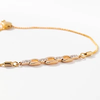 Diamond Bolo Link Bracelet in 10K Yellow Gold (0.13 ct tw)