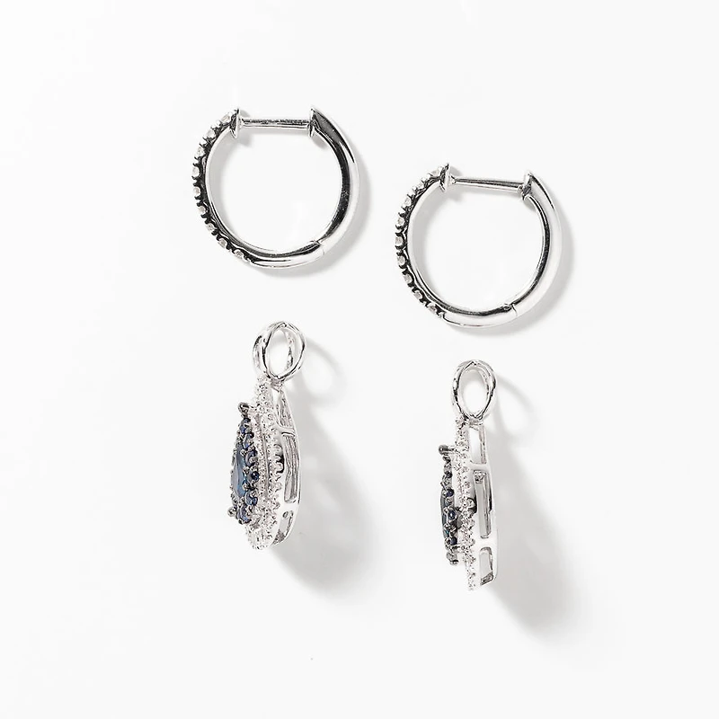 Sapphire Earrings With Diamond Accents With Removable Pear Drop in 10K