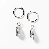 Sapphire Earrings With Diamond Accents With Removable Pear Drop in 10K