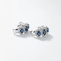 Sapphire and Diamond Earrings in 10K White Gold