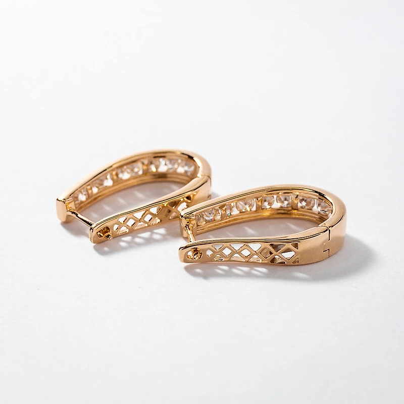 Channel Set J Hoop Earrings in 10K Yellow Gold (1.50 ct tw)
