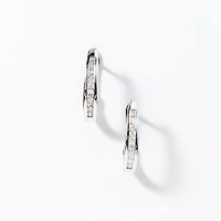 Channel-Set Diamond J-Hoop Earrings in 10K White Gold (0.25 ct tw)