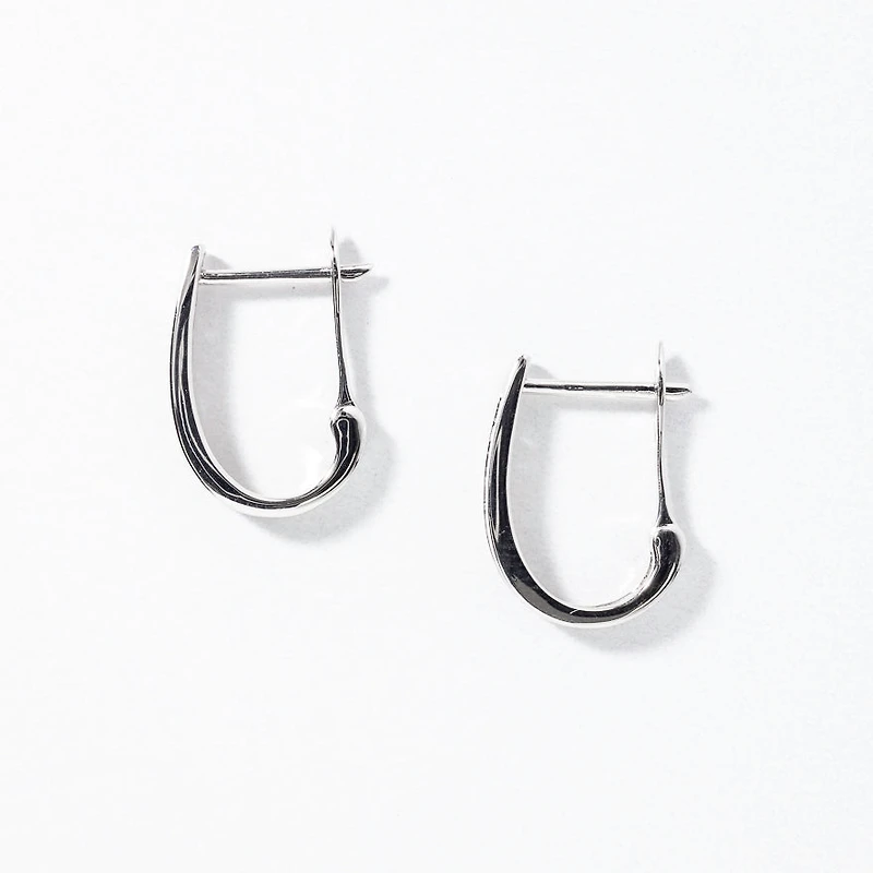 Channel-Set Diamond J-Hoop Earrings in 10K White Gold (0.25 ct tw)