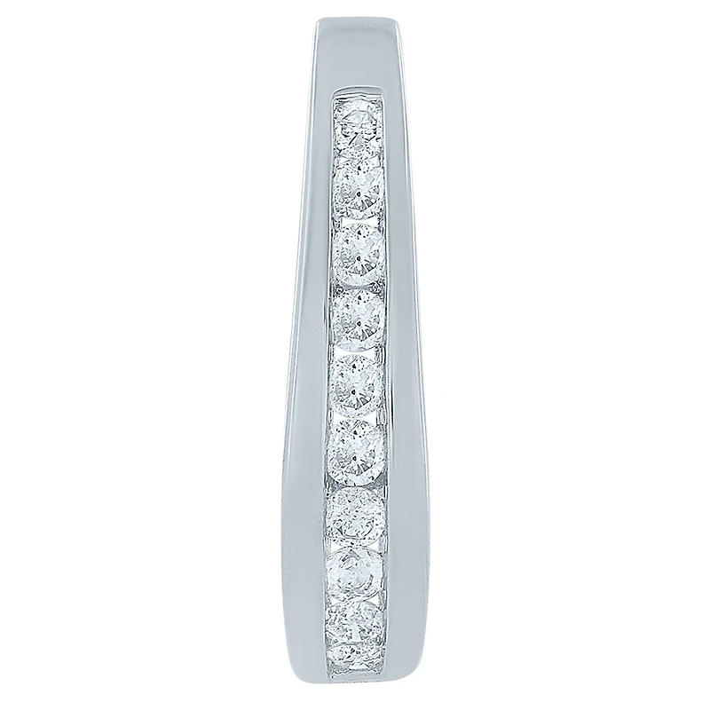 Channel-Set Diamond J-Hoop Earrings in 10K White Gold ( ct tw