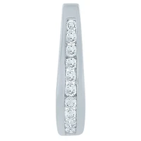 Channel-Set Diamond J-Hoop Earrings in 10K White Gold ( ct tw