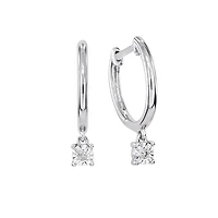 Dangle Hoop Diamond Earrings in 10K White Gold (0.06 ct tw)