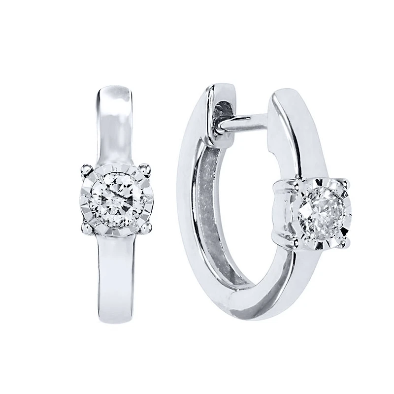 Diamond Hoop Earrings In 10K White Gold (0.13 ct tw)