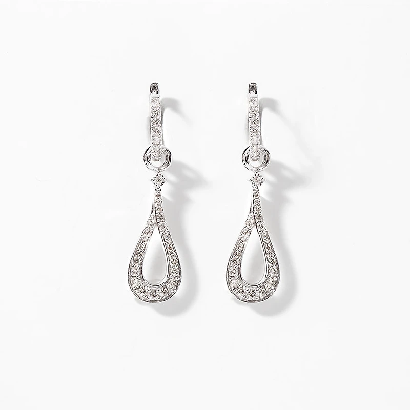 Diamond Dangle Earrings in 10K White Gold (1.00 ct tw)