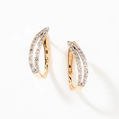 Diamond Hook Earrings in 10K Yellow Gold (0.33 ct tw)