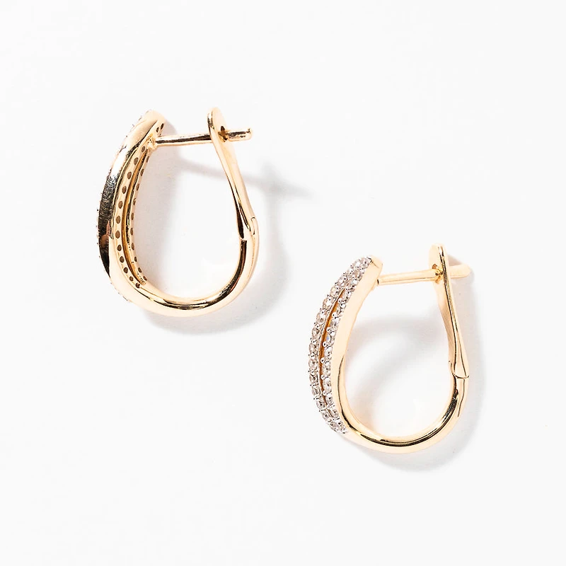 Diamond Hook Earrings in 10K Yellow Gold (0.33 ct tw)