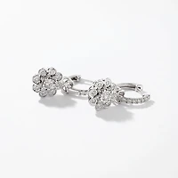 Diamond Hoop Earrings With Removable Flower Charm in 10K White Gold (0