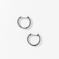 Diamond Hoop Earrings With Removable Flower Charm in 10K White Gold (0