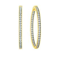 Diamond Hoop Earrings in 10K Yellow and White Gold ( ct tw