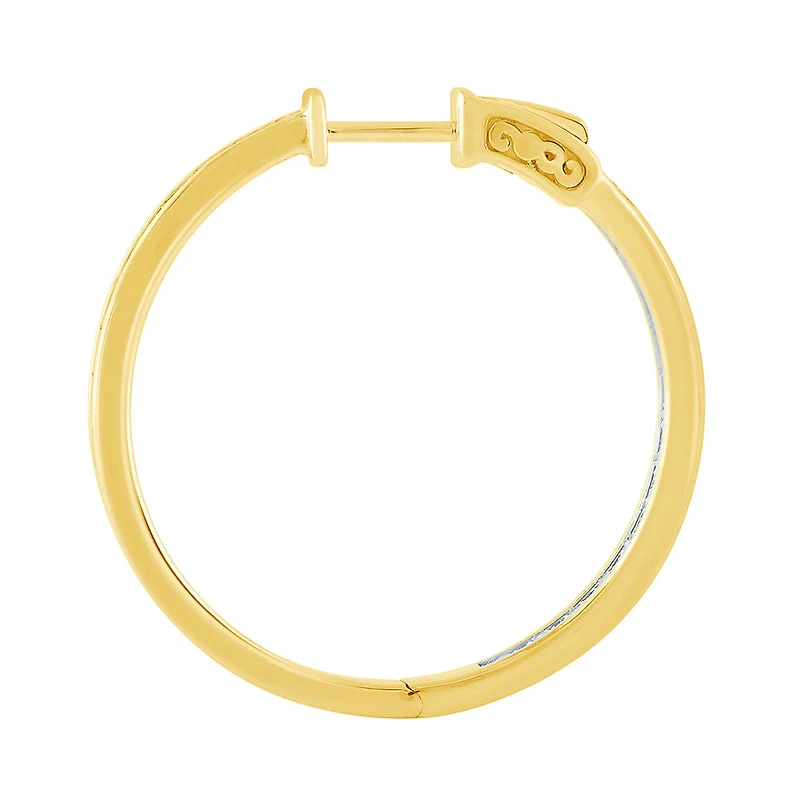 Diamond Hoop Earrings in 10K Yellow and White Gold (0.40 ct tw)