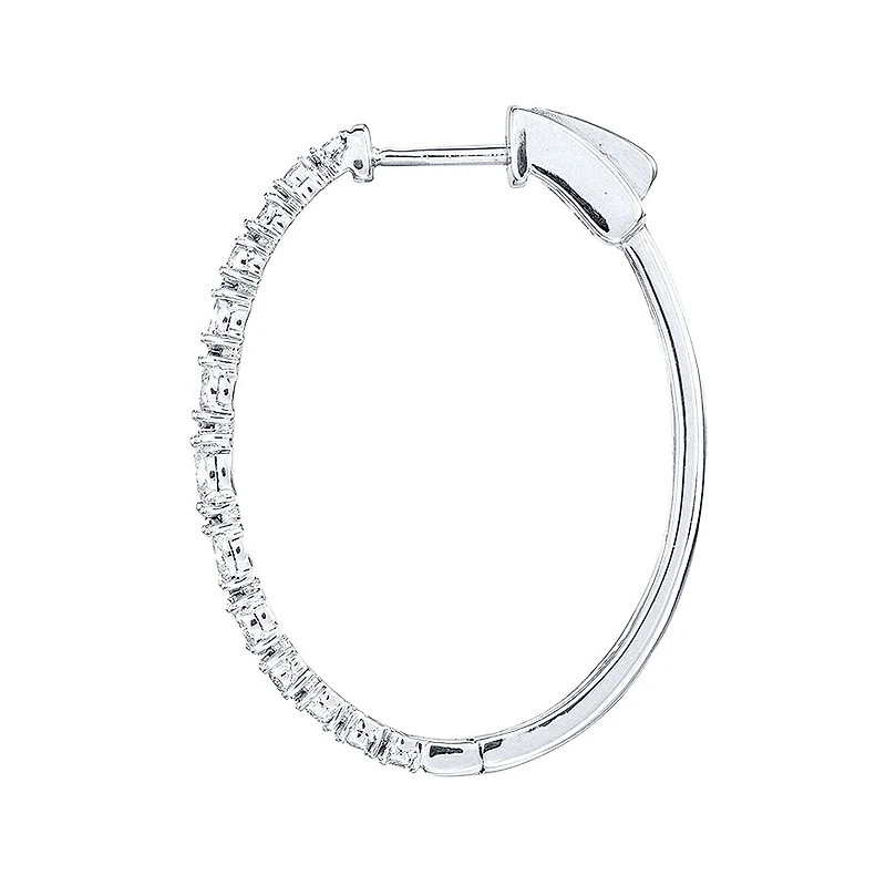 Miracle Mark Diamond Hoop Earrings in 10K White Gold (1.00ct tw)