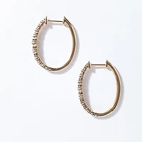 -Fara- Diamond Oval Shape Hoop Earrings In 10K Yellow Gold (0.50 ct tw