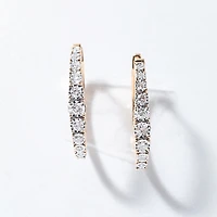 -Fara- Diamond Oval Shape Hoop Earrings In 10K Yellow Gold (0.50 ct tw