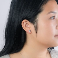 Diamond Cluster Stud Earrings in 10K White Gold (0.16 ct tw)