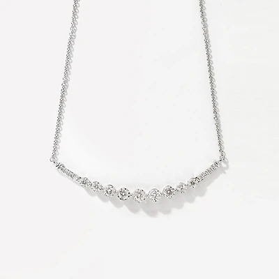 Crescent Diamond Necklace in 10K White Gold (1.00 ct tw)