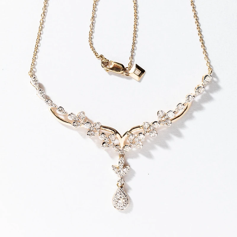 Pear Drop Diamond Necklace in 10K Yellow Gold (1.00 ct tw)