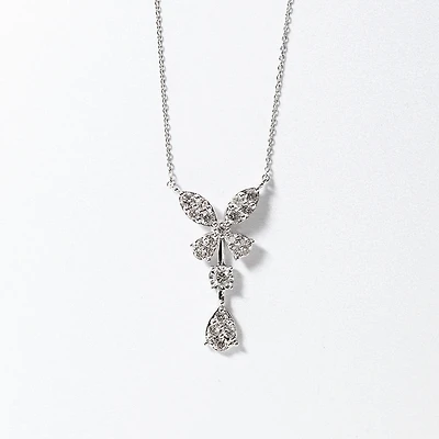 Butterfly Style Pendant with Removable Drop in 10K White Gold (1.00 ct
