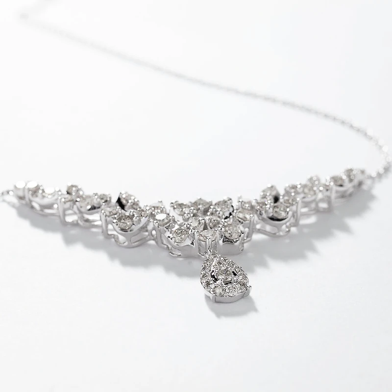 Pear Drop Diamond Necklace in 10K White Gold (2.00 ct tw)