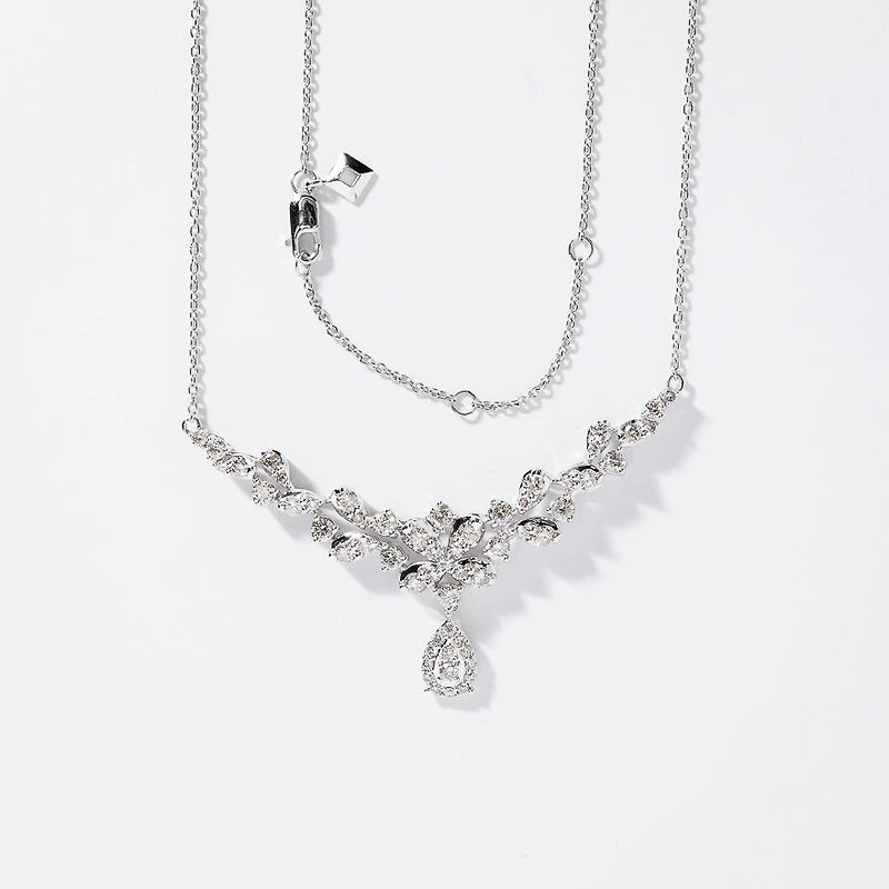 Pear Drop Diamond Necklace in 10K White Gold (2.00 ct tw)