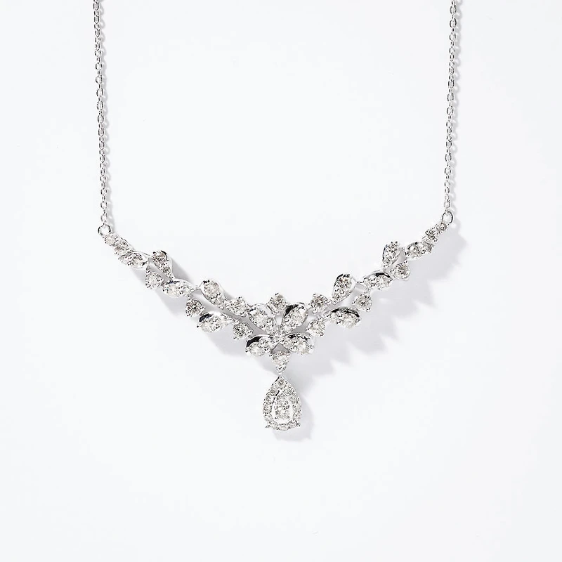 Pear Drop Diamond Necklace in 10K White Gold (2.00 ct tw)