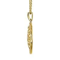 Family Tree Circle Diamond Pendant Necklace in 10K Yellow Gold (0.16ct