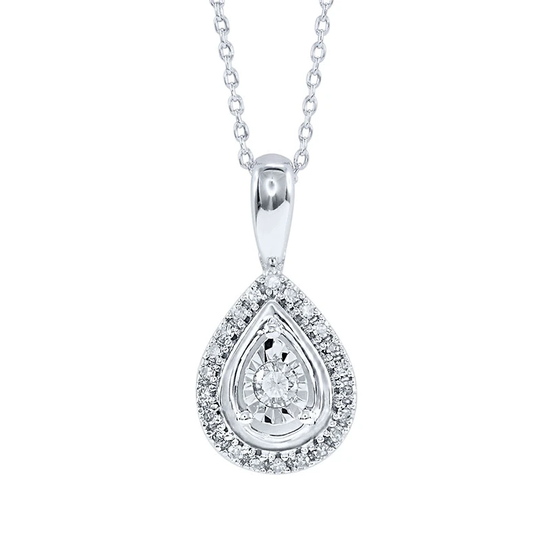 Miracle Mark Pear Shape Diamond Pendant Necklace in 10K White Gold (0.