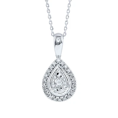 Miracle Mark Pear Shape Diamond Pendant Necklace in 10K White Gold (0.