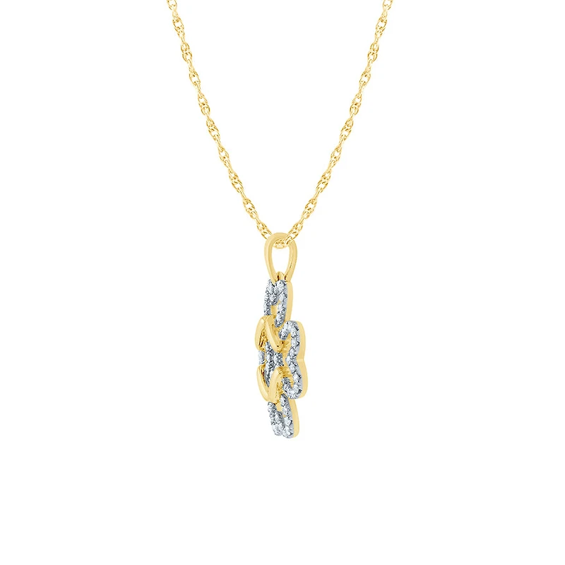 Clover Heart Diamond Pendant Necklace in 10K Yellow Gold (0.25 ct tw)